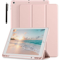 Proelite Smart Case For Ipad 10.2 Inch 2021 9Th/8Th/7Th Gen [Auto Sleep/Wake Cover] [Pencil Holder] [Soft Flexible Case] Recoil Series - Pink With Stylus Pen