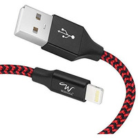 Wayona Usb Nylon Braided Data Sync And Charging Cable For Iphone, Ipad Tablet (Red, Black)