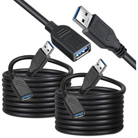 Storite 2 Pack 3M Usb 3.0 Male To Female Extension Cable High Speed 5Gbps Extension Cable Data Transfer For Keyboard, Mouse, Flash Drive, Hard Drive, Printer And More - Black