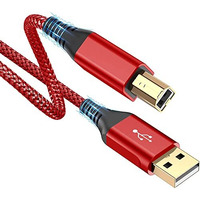 Rts High Speed Usb Printer Cable (2M 6.6 Feet) Nylon Braided Usb 2.0 Printer Cable Usb-A To Usb-B Cable, Scanner Printer Cord For Hp Canon Dell Epson Brother Lexmark Xerox Samsung Piano Dac & More-Red