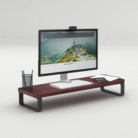 Flux Monitor Stand Wooden | Monitor Stand Riser | Pc Stand For Desktop Table | , Non Slip, Material: Particle Board & Metal Size- (59.5 Cm X 20Cm X 12Cm) Shelf (Rustic Red)
