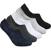 Tex Home Unisex Mercerised Anti-Slip Cotton Loafer Socks (Grey White Blue Black, Free Size) - Pack Of 5