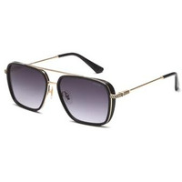 Police Sunglasses| 100% Uv Protected | Gradient | Full Rim | Square | Men | Large | Shiny Light Gold-Black Alloy Metal Frame | Smoke Gradient Polycarbonate Lens
