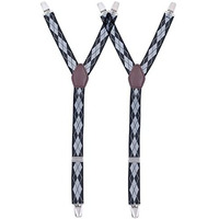 Gustave  Y-Style Garters Shirt Stays, Suspenders For Men With Non-Slip Locking Clamps And Adjustable Belt Strap (Black/Grey)