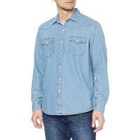 Amazon Essentials Cotton Men's Regular-Fit Long-Sleeve Denim Shirt, Light Blue, X-Large