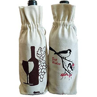 Arka Home Products Wine Bottle Gift Bags (Set Of 2) 100% Cotton Canvas Eco-Friendly, Off-White, Portable