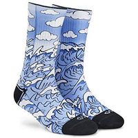 Dynamocks Men & Women Crew Length Socks (Waves) (Pack Of 1 Pair; Multicolour; Anti-Odour; Breathable; Durable)(Large-Fits Shoe Size India/Uk 8-10)