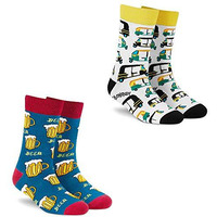 Dynamocks Men's And Women's Combed Cotton Crew Length Socks (Pack Of 2, Multicolour) (Size Uk 7-12) (Beer + Rickshaw)