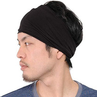 Sa Style Along Polyester Head Cover Band Bandana Stretch Hair Style Japanese For Men (Black), For Male