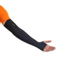 Xjarvis Premium Black Uv Tan Sunblock Protection With Thumb Hole Arm Sleeves, Compression Cooling Unisex Hand Sleeves Made With Durable & Flexible Polyester For Cycling, Outdoor Activities Pack Of 1