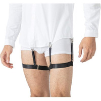 Rycrate Men Shirt Suspender Stays Adjustable Casual Style Elastic Shirt Garter Shirts Holder With Non-Slip Locking Clamps For Men (Black)