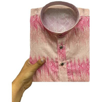 Kurta Men's Printed Crochet Kurta  Unique Handmade Design, Soft Cotton Fabric, Trendy & Comfortable For Casual, Festive, And Traditional Occasions (In, Alpha, Xl, Regular, Men, Light Pink)