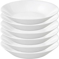 Bs Case Ikeaa Tempered Opal Glass Dinnerware Plates And Bowls (Pack Of 6) (Deep Plate, White20 Cm (8"))
