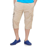 0-Degree Men's Regular Fit Three Quarter Shorts Beige 36 Inch Waist