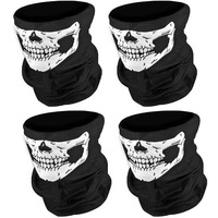 Balaclava Skull Ghost Face Mask 4Pcs Neck Gaiter For Men Skeleton Motorcycle Gator Call Of Duty Ghost For Outdoor Sports Black, Medium