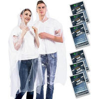 Swogaa Disposable Rain Ponchos For Adults (6 Pack) - 50% Extra Thicker Men Or Women Waterproof Emergency Rain Ponchos With Hood - Clear