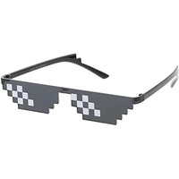 Augen By Visionsindia | Thug Life Irregular Polygonal 8-Bit Sunglasses For Men & Women (Rimless, Small, Black Lens) - 1 Pack