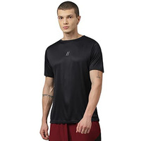 Aticx Men's Slim Fit Polyester Half Sleeve T Shirt - Quick Dry Lycra Sports Training Tee For Gym, Running, Workout (Supreme Black_L)