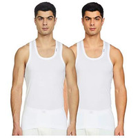 Rupa Frontline Sleeveless Vest For Men, 100% Cotton Material, Round Neck, Regular Fit, Pack Of 2 White