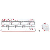 Logitech Mk240 Nano Usb Wireless Keyboard And Mouse Set, 12 Function Keys 2.4Ghz Wireless, 1000Dpi,Spill-Resistant Design, Pc/Mac, White/Vivid Red