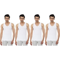 Frenchie Vip Frenchie Elite Men's Cotton Regular Fit Vest (Pack Of 4) (90 Cm), White