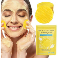Kojic Acid And Turmeric Cleansing Pads, Turmearic Cleansing With Vitamin B5, Vitamin C, Turmeric Infused Foaming Exfoliating, Turmeric Lemon Chamomile Pads For Face -60Pcs