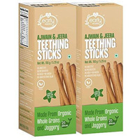 Early Foods - Pack Of 2 - Whole Wheat Ajwain Jaggery Teething Sticks 150G X 2| Food Teether|Teether For Kids