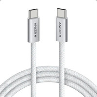 Anker Zolo Usb C To Usb C Cable, Braided And Dirt-Free Type C Fast Charging Cable, Slim Connector, For Iphone 16 Series, Macbook (240W) (White, 6Ft)