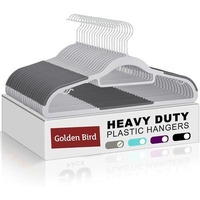 Golden Bird Plastic Hangers Heavy Duty Dry Wet Clothes Hangers With Non-Slip Pads Space Saving 0.2" Thickness Super Lightweight Organizer (Grey, 12.00, Count)