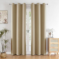 Homemonde Door Opaque Curtains 8 Feet Long Single Pcs Solid 70% Blackout Decorative For Living Room, Bedroom, Office, Beige Curtain