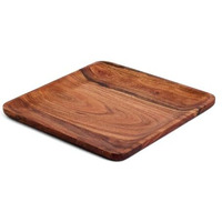 Saaga Acacia Solid Wood Kitchen Serving Tray - 11 X 11 Inches - Square Serve Platte Use For Salads, Noodles, Snacks, Drinks - Brown