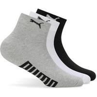 Puma Cotton Unisex-Adult Ankle Length Half Terry 3P Socks, White-Black-Cool Gray 7, 39/42 (68913801)