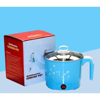 Theodore Electric 1.8 Litre Mini Cooker Kettle With Glass Lid Base Concealed Base Cooking Pot Noodle Maker Egg Boiler Hot Pot Vegetable And Rice & Pasta Porridgetravel Cookers And Steamer, Blue