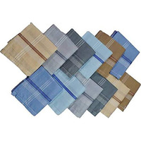 Spin Cart 100% Cotton Premium Collection Handkerchiefs Hanky For Men - Pack Of 12 - Multi Color Xl