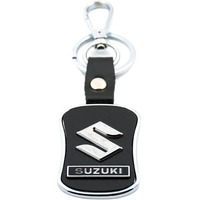 Techpro Imported Leather Key Chain/Key Ring With Chrome Car Logo, Azure