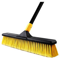 Minutetocleanit 18-Inch Heavy Duty Cleaning Brush, Yard Broom With Extendable Handle For Garden, Walkway, Balcony, Industrial Spaces And Outdoor Area, 65.3-Inch-Long Pole, Wet & Dry Use, Yellow