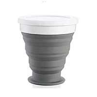 Baskety Silicone Collapsible Travel Cup - Silicone Folding Camping Cup With Lids - Expandable Drinking Cup Set - Bpa Free, Portable, Graduated (Black)
