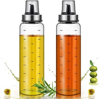 Baskety Glass Oil And Vinegar Cruet,Borosilicate Glass Liquid Metallic Lid Oil Bottle Jar Dispenser 500 Ml 24Cm(New Pack Of 2)