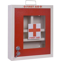 Plantex First Aid Kit Box With Multi Compartment/Emergency Medical Box For Home - School - Office/Medicine Box With Lock & Keys - (Red & Ivory)  Gi Steel