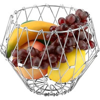 Plantex Multipurpose Stainless Steel Foldable Fruit And Vegetable Basket For Kitchen/Dining Table/Home(8 Shapes), 1 L,Oval