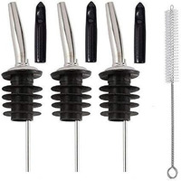Nj Stainless Steel Bottle Pourers For Spirits, Sauce Pourer, Syrup And Olive Oil, Pouring Spouts For Liquor With Dust Covers And Cleaning Brush (3)