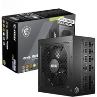 Msi Mag A850Gl Pcie5 Power Supply Unit, 850W, 80 Plus Gold, Fully Modular, Atx 3.0, Pcie 5.0 Gpu Support, 120Mm Fdb Fan, Full-Bridge Llc, Flat Black Cables - 7 Year Warranty