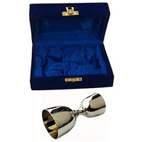 Akanksha Arts Silver Coating Peg Measure, Jigger, Peg Measurer, Bar Set Made Of Brass - 30 Ml / 60 Ml Peg Measure - With Decorative Box