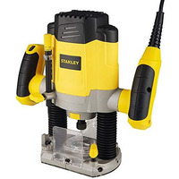 Stanley Srr1200 Plunge Router 1200W 55Mm Variable Speed With 6 Router Bits With Spindle-Lock & Anti-Static Shoe Coating, 1 Year Warranty, Yellow & Black