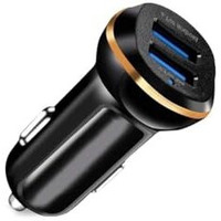 Dyazo 2.4 Amp Dual Port Usb Car Charger - Compatible With Iphone X/Xr/Xs/Max/8/7/Plus, Vivo, Oppo, Samsung Galaxy & All Other Mobile Phones (Black)