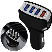 Dyazo 4 Port 36W Usb Fast Car Charger With Quick Charge 3.0 Compatible For Iphone | Samsung | Vivo | Oppo And All Other Phones And Tablets (Black)