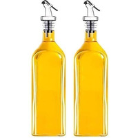 Avora Oil Dispenser For Kitchen 1 Litre Glass - Clear, 1000 Ml, Pack Of 2 (Clear)