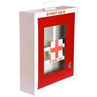 Crotomak First Aid Box/Emergency Kit Medical Box With Wall Mount And Handle For School, Office, Home, Shops Powder Coated Metal (Red & Ivory)
