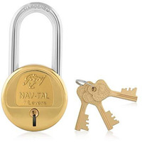 Godrej Locks I Navtal 7 Levers 65 Mm I 3 Keys I Long Hardened Shackles I For Padlock For Main Door I Gate Lock I Tool Box, Shutters, Shops & Offices I Brass Finish | 1 Year Warrenty