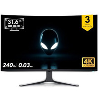 Alienware Aw3225Qf 32" Monitor|240Hz 4K Uhd Qd-Oled |Nvidia G-Sync+Vesa Adaptivesync Display|0.03Ms Gtg| Contrast 1 Million:1|1000 Cd/M2|Dp| 2Xhdmi 2.1, 5Xusb 3.2|Height Tilt Swivel| Alienfx Lighting